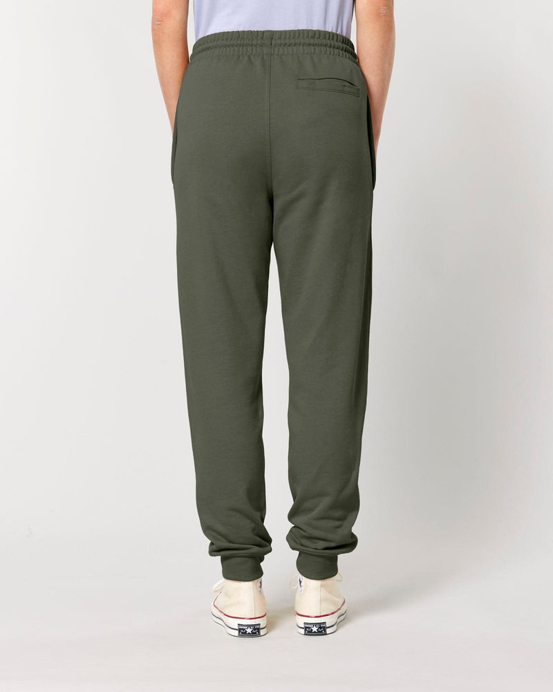hewn. Womens Organic Cotton Relaxed-fit Joggers in Pine Green Khaki