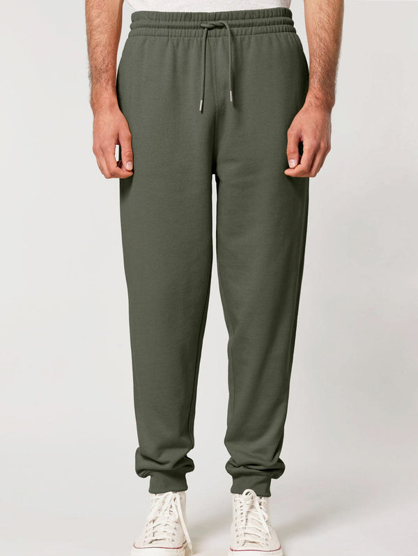 hewn. Mens Organic Cotton Relaxed-fit Joggers in Pine Green Khaki