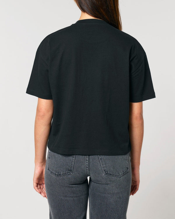 hewn. Womens Organic Cotton Boxy T-shirt in Jet Black