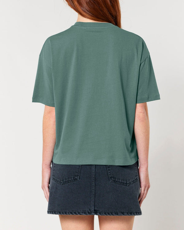 hewn. Womens Organic Cotton Boxy T-shirt in Eucalyptus Green
