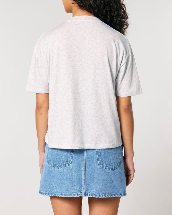 hewn. Womens Organic Cotton Boxy T-shirt in Cloud Grey Marl