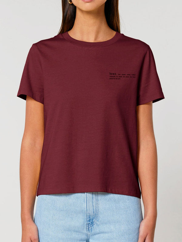 hewn. Womens Classic-fit Organic Cotton T-shirt in Berry Red