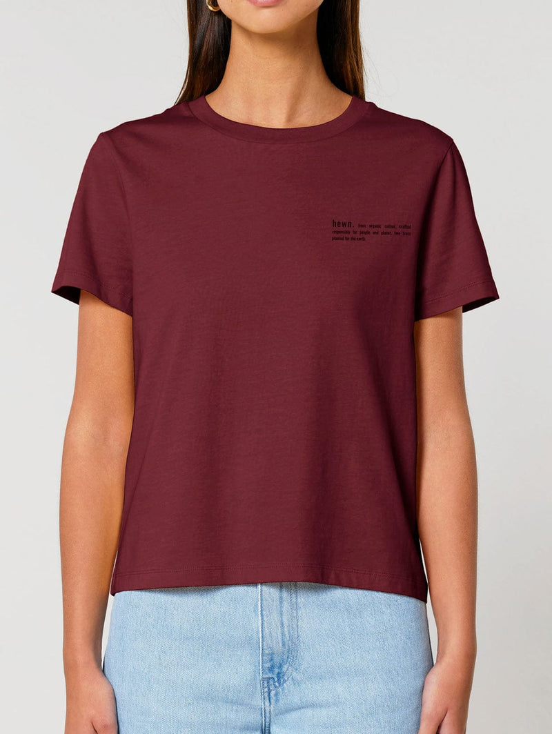 hewn. Womens Classic-fit Organic Cotton T-shirt in Berry Red