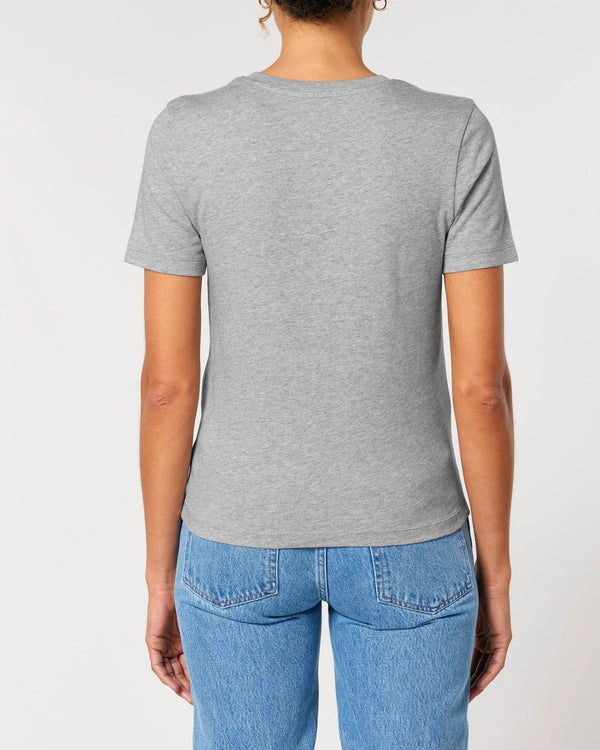 hewn. Womens Organic Cotton Fitted T-shirt in Rock Grey Marl
