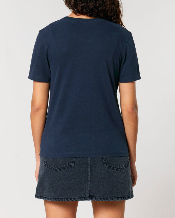 hewn. Womens Organic Cotton Fitted T-shirt in Midnight Navy Blue