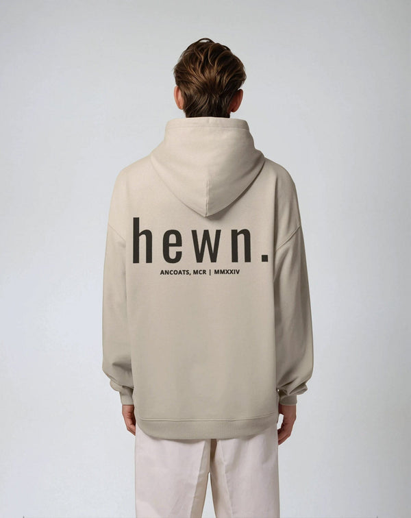 hewn. Mens Organic Cotton Signature Oversized Hoodie in Limestone Grey