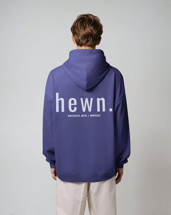 hewn. Mens Organic Cotton Signature Oversized Hoodie in Dusk Purple