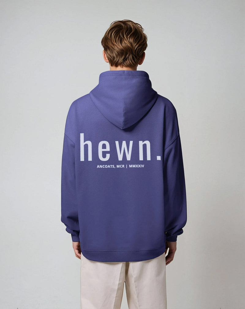 hewn. Mens Organic Cotton Signature Oversized Hoodie in Dusk Purple
