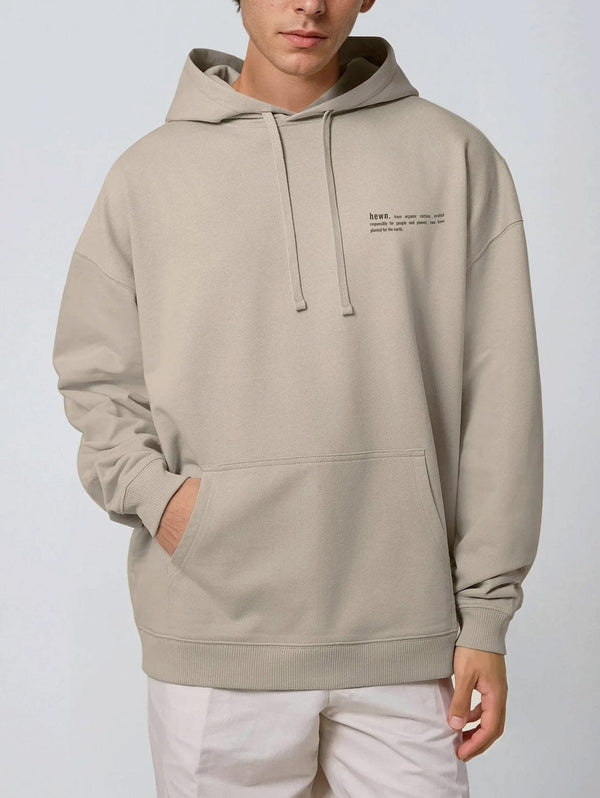 hewn. Mens Organic Cotton Signature Oversized Hoodie in Limestone Grey