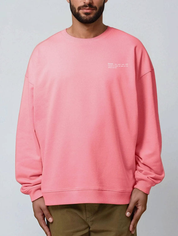 hewn. Mens Organic Cotton Signature Oversized Sweatshirt in Flamingo Pink