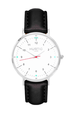 Immaculate Vegan - Hurtig Lane Moderno Vegan Leather Watch Silver, White & Green Black