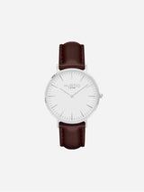 Immaculate Vegan - Hurtig Lane Mykonos Vegan Leather Watch Silver, White & Chestnut Chestnut