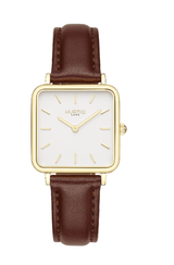 Immaculate Vegan - Hurtig Lane Neliö Square Vegan Leather Watch Gold, White & Green Chestnut