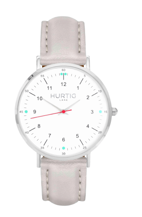 Hurtig Lane Moderno Vegan Leather Watch Silver, White & Green