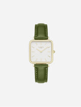 Immaculate Vegan - Hurtig Lane Neliö Square Vegan Leather Watch Gold, White & Green Green