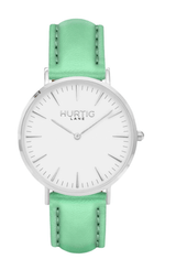 Immaculate Vegan - Hurtig Lane Mykonos Vegan Leather Watch Silver, White & Chestnut Mint