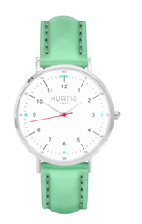 Immaculate Vegan - Hurtig Lane Moderno Vegan Leather Watch Silver, White & Green