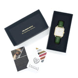 Immaculate Vegan - Hurtig Lane Neliö Square Vegan Leather Watch Gold, White & Green