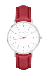 Immaculate Vegan - Hurtig Lane Moderno Vegan Leather Watch Silver, White & Green Red