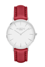 Immaculate Vegan - Hurtig Lane Mykonos Vegan Leather Watch Silver, White & Chestnut Red