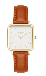 Immaculate Vegan - Hurtig Lane Neliö Square Vegan Leather Watch Gold, White & Green Tan