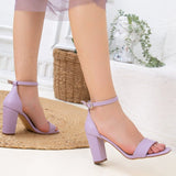 Immaculate Vegan - Forever and Always Shoes Jess Open Toe Block Vegan Heels | Lavender