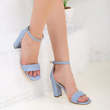 Immaculate Vegan - Forever and Always Shoes Jess Open Toe Block Vegan Heels | Light Blue