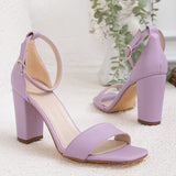 Immaculate Vegan - Forever and Always Shoes Jess Open Toe Block Vegan Heels | Lavender