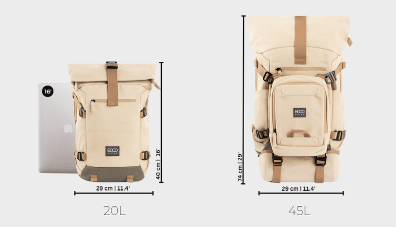 8000kicks Nomad Backpack - The 3-in-1 expandable hemp backpack for nomads