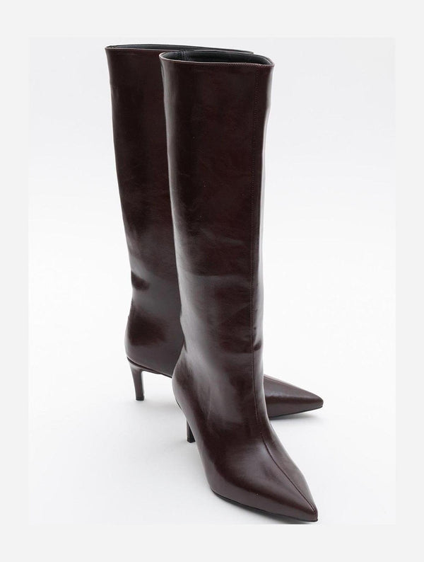 Prologue Shoes Cassandra Burgundy Cilt High‑Heel Boot (Women)