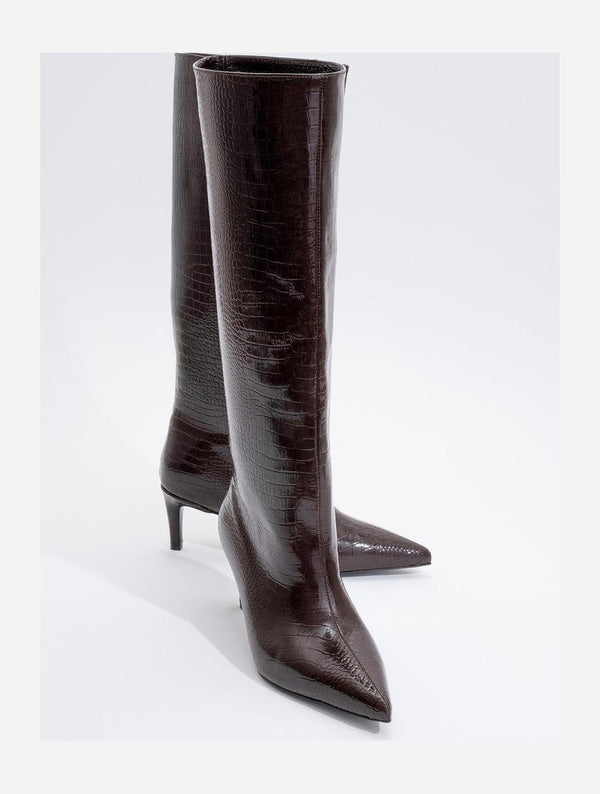 Prologue Shoes Cassandra Brown Pattern High‑Heel Boot (Women)