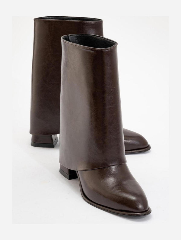 Prologue Shoes Ellas Brown Chunky Heel Boot (Women)