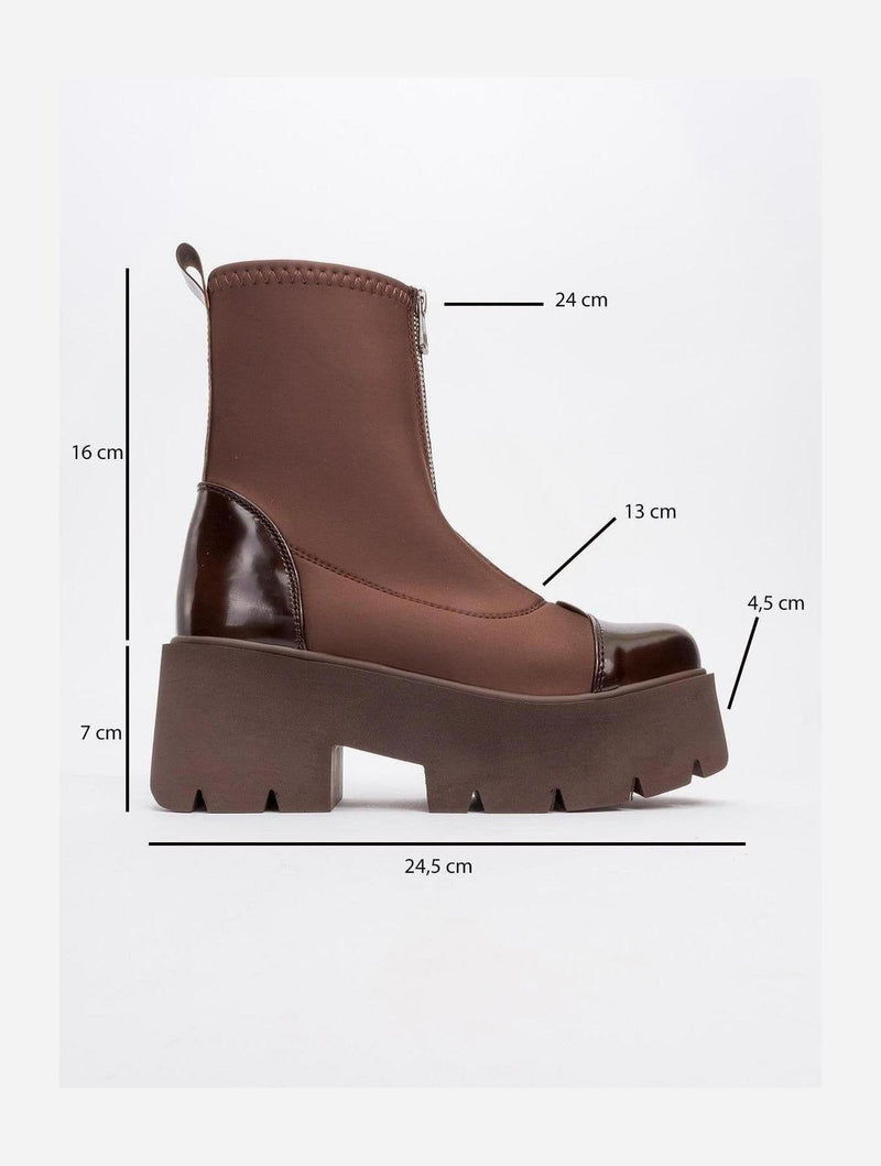 Prologue Shoes Bray Brown Patent Chunky Boot (Women)