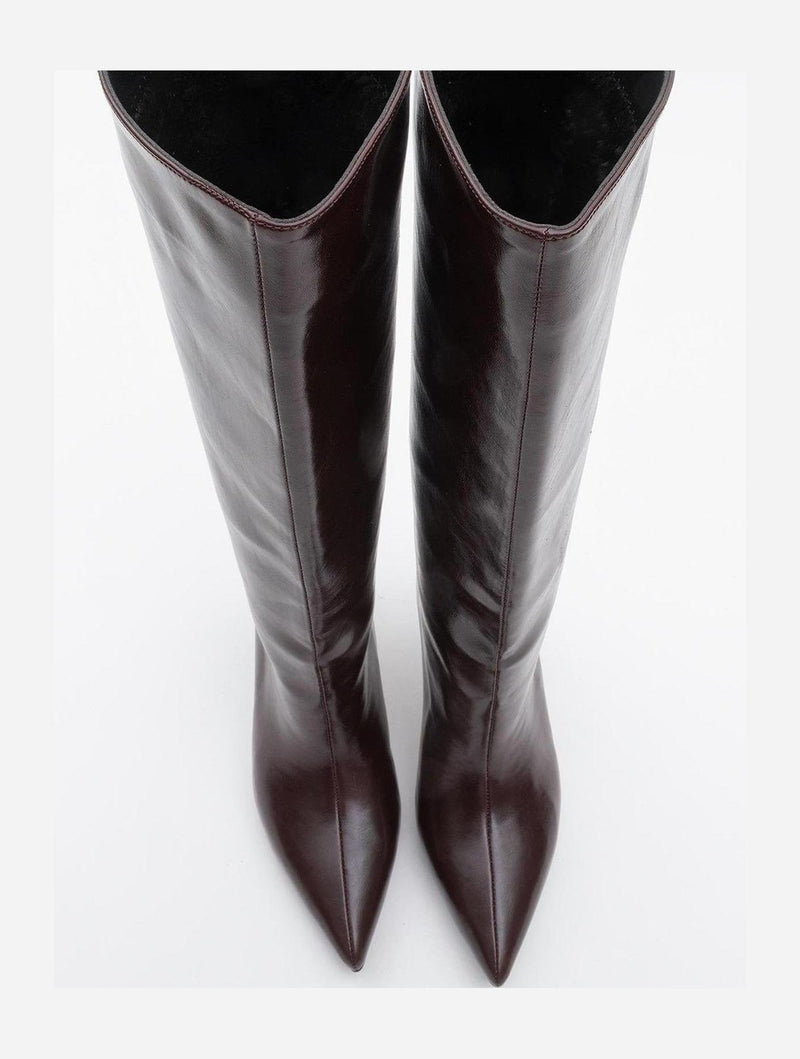 Prologue Shoes Cassandra Burgundy Cilt High‑Heel Boot (Women)