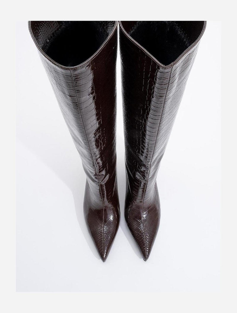 Prologue Shoes Cassandra Brown Pattern High‑Heel Boot (Women)