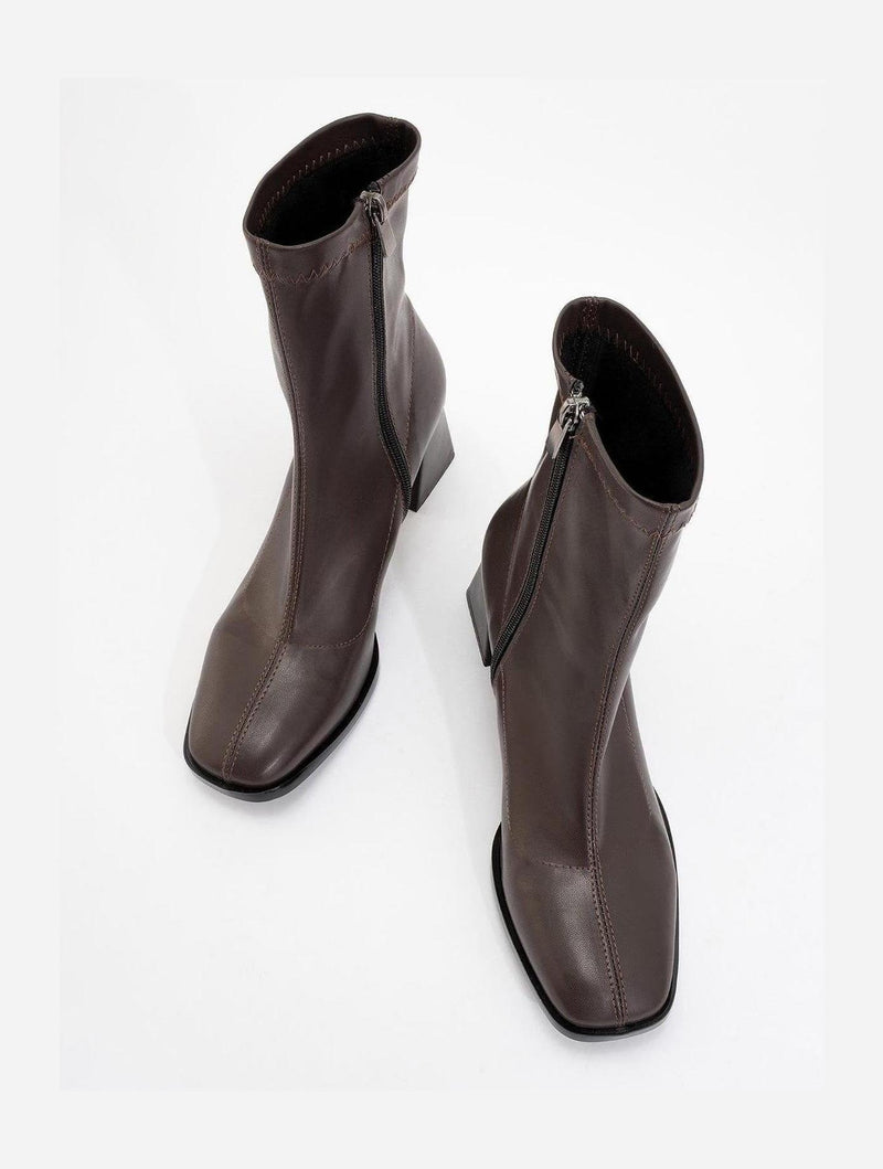 Prologue Shoes Plesa Dark Brown Chunky Heel Boot (Women)
