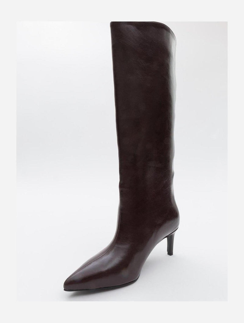 Prologue Shoes Cassandra Burgundy Cilt High‑Heel Boot (Women)