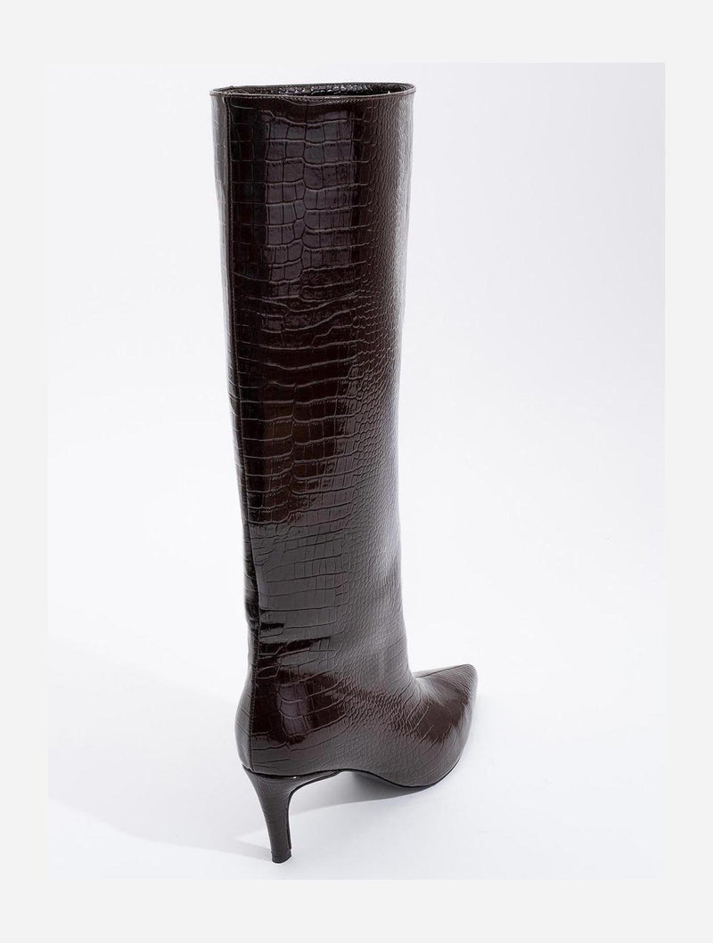 Prologue Shoes Cassandra Brown Pattern High‑Heel Boot (Women)