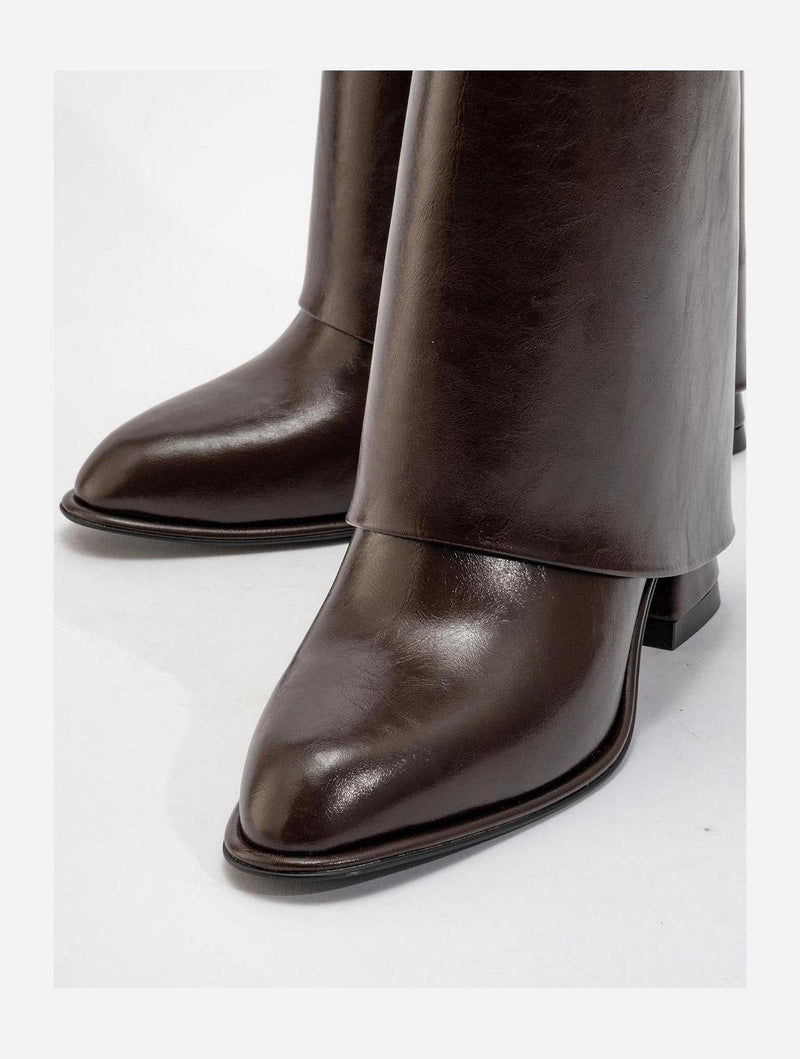 Prologue Shoes Ellas Brown Chunky Heel Boot (Women)