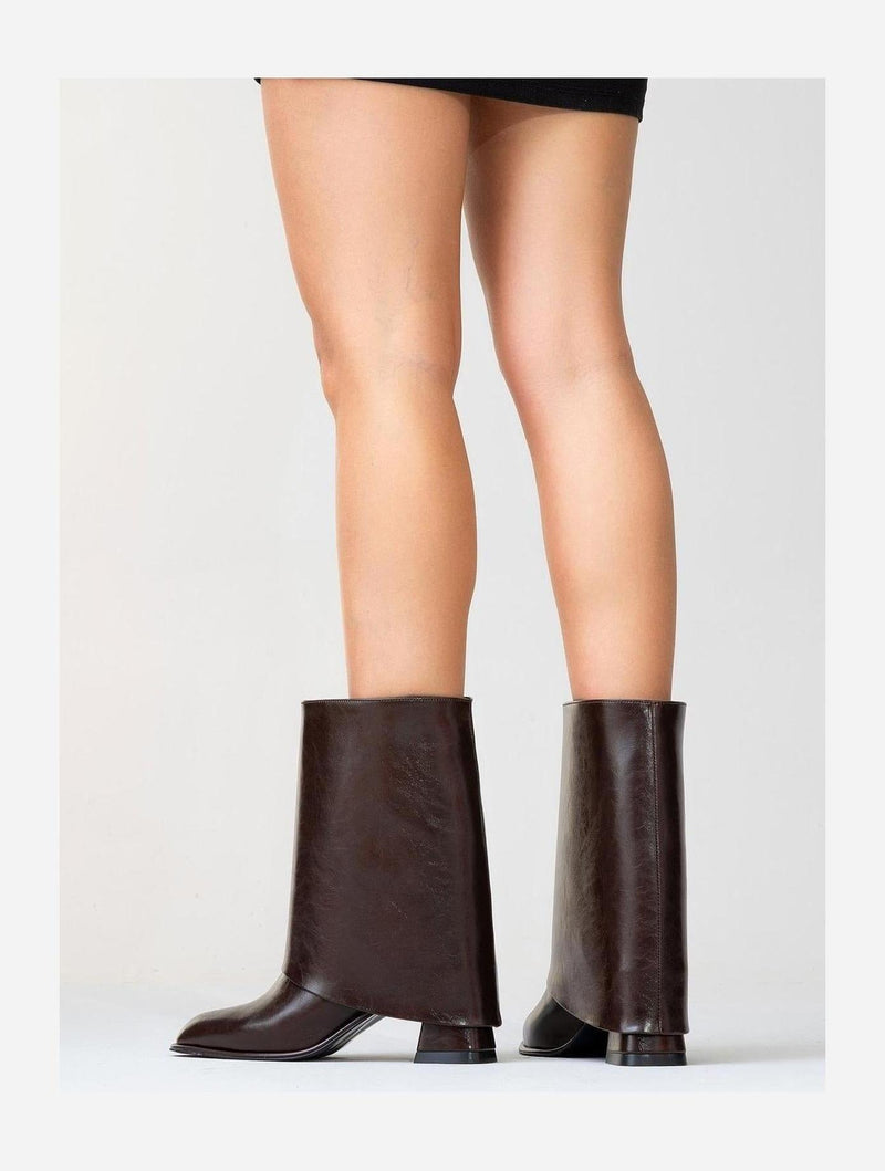 Prologue Shoes Ellas Brown Chunky Heel Boot (Women)