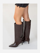 Immaculate Vegan - Prologue Shoes Cassandra Brown Pattern High‑Heel Boot (Women)