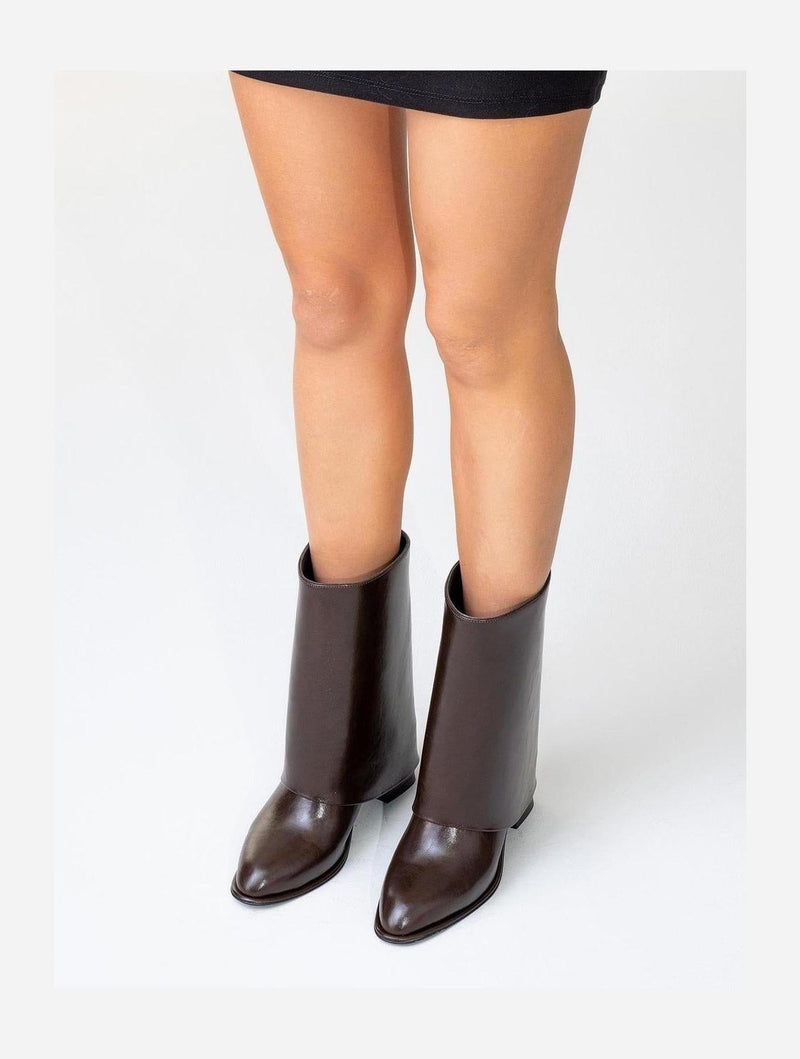 Prologue Shoes Ellas Brown Chunky Heel Boot (Women)