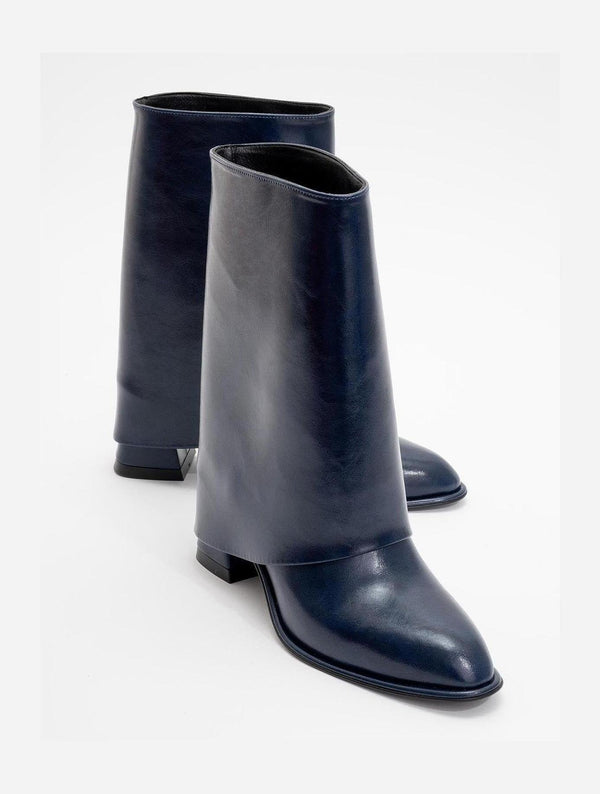 Prologue Shoes Ellas Navy Chunky Heel Boot (Women)