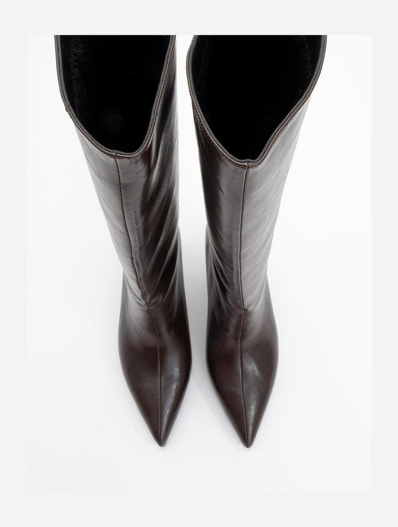 Prologue Shoes Cassandra Brown Cilt High‑Heel Boot (Women)