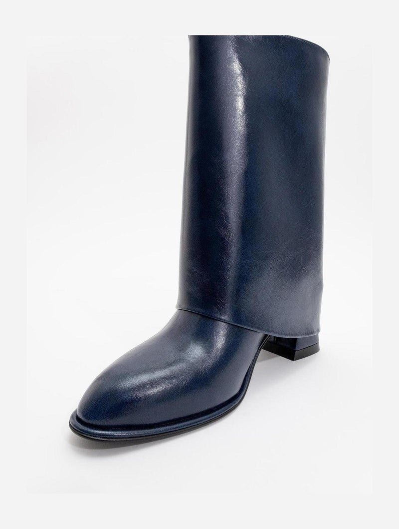 Prologue Shoes Ellas Navy Chunky Heel Boot (Women)