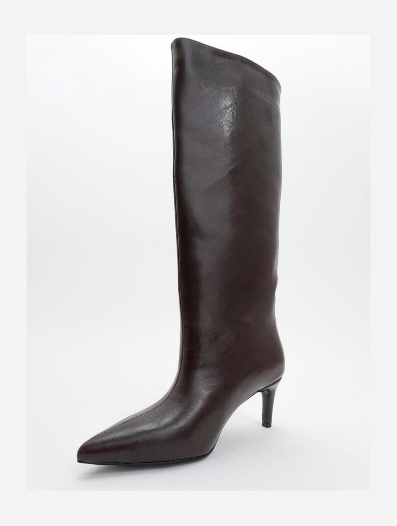 Prologue Shoes Cassandra Brown Cilt High‑Heel Boot (Women)