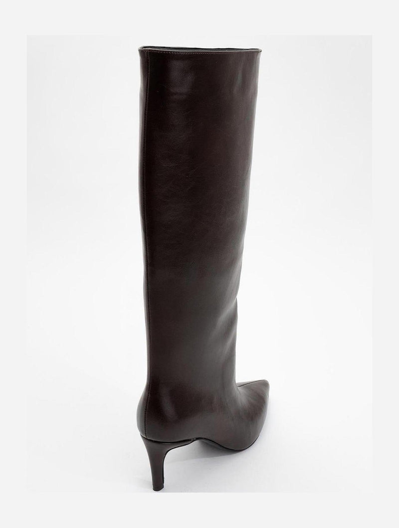 Prologue Shoes Cassandra Brown Cilt High‑Heel Boot (Women)