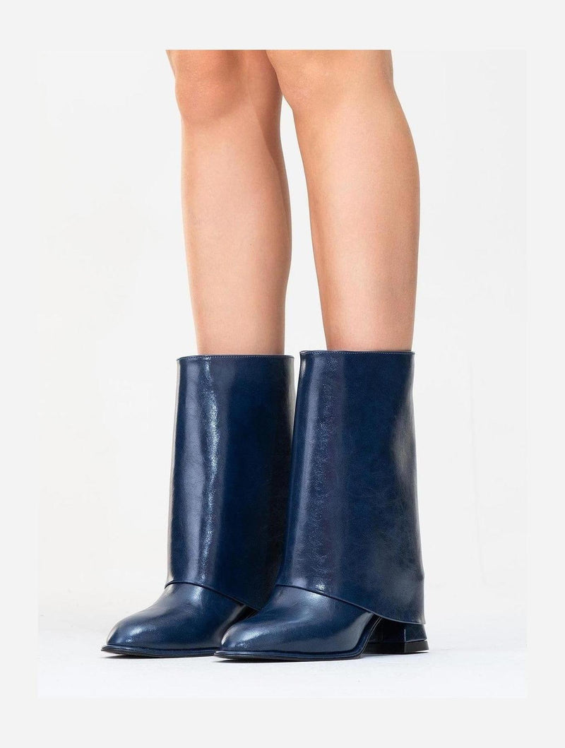 Prologue Shoes Ellas Navy Chunky Heel Boot (Women)