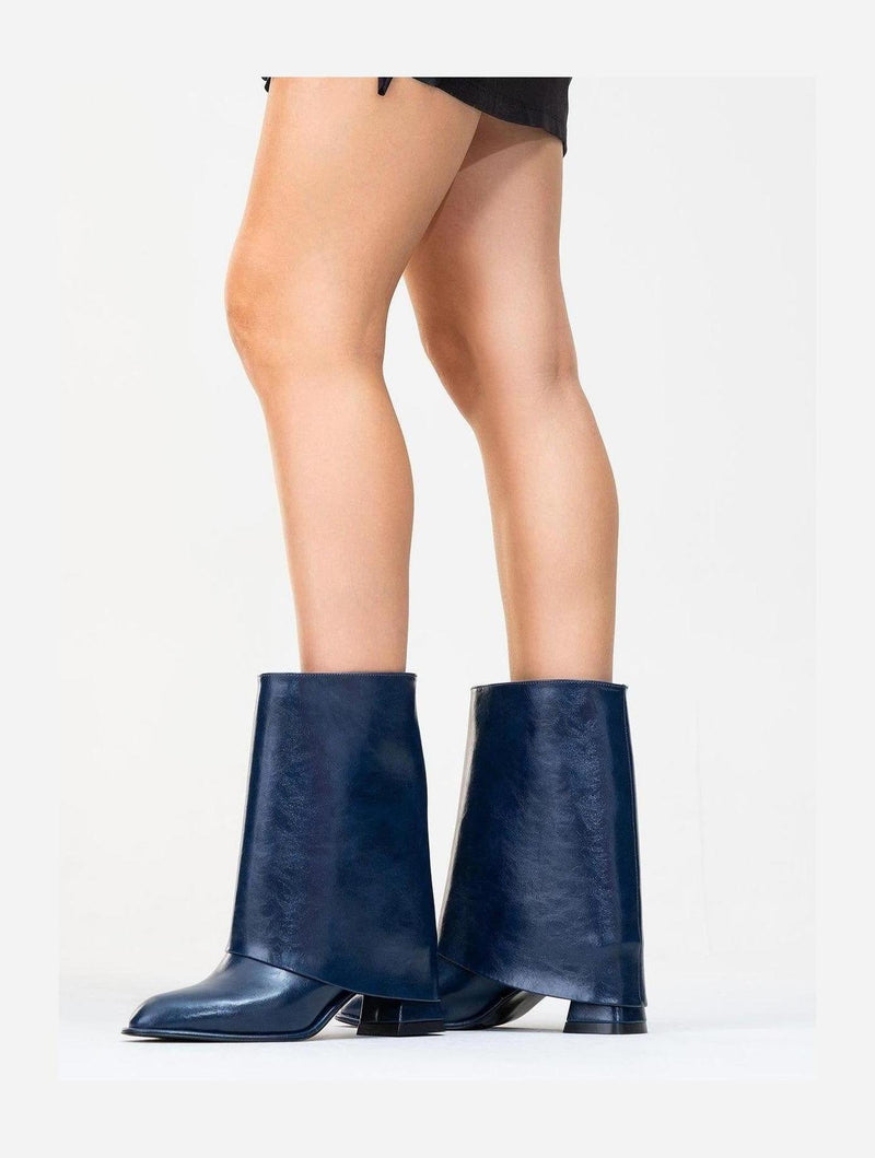 Prologue Shoes Ellas Navy Chunky Heel Boot (Women)