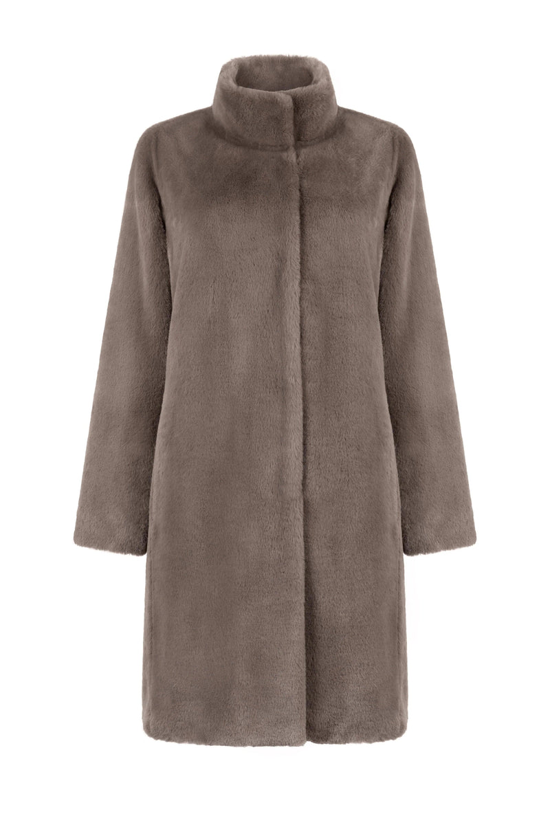 Issy London Bette Soft Pile Vegan Faux Fur Coat | Taupe Brown